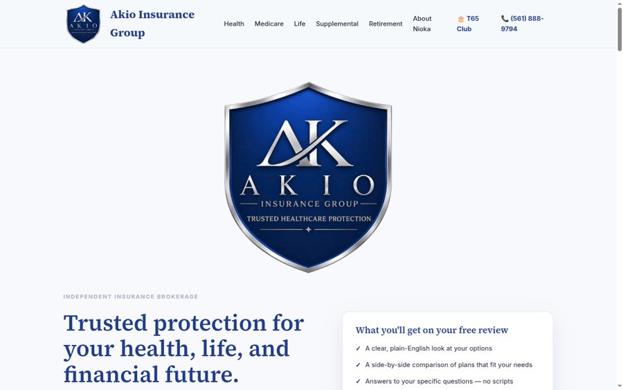 Akio Insurance website